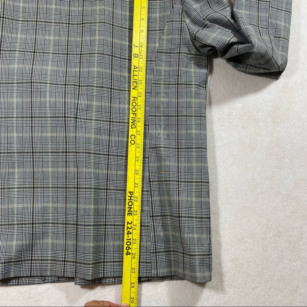 Glen Check Plaid Pant Suit Blazer Paper Bag Waist Pant Liz Claiborne Gray Black - Picture 13 of 16